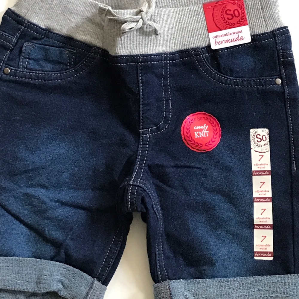 Girls Bermuda jean shorts 7 adjustable waist new